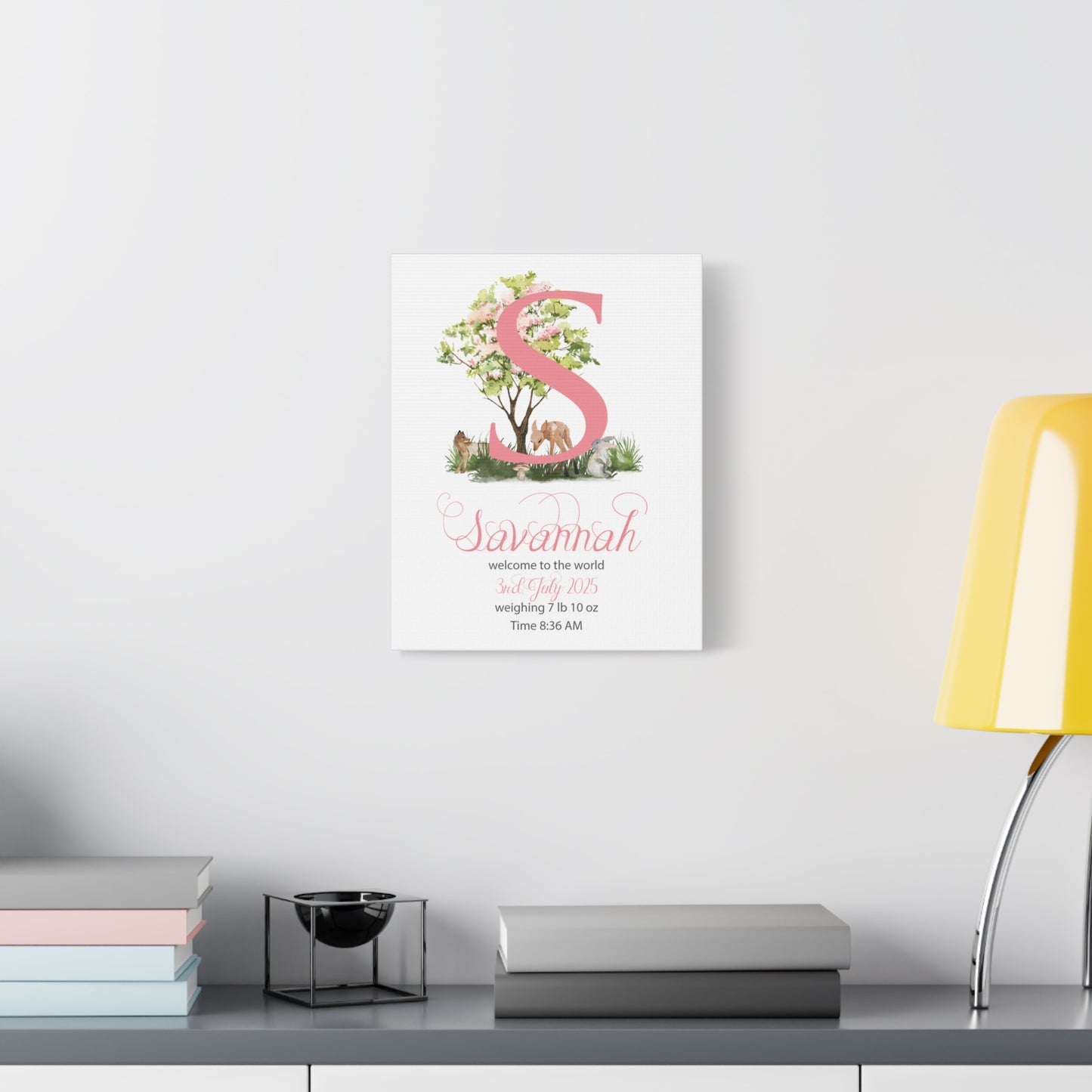 Custom Baby Girl Birth Stats Nursery Wall Art - Amazing Faith Designs
