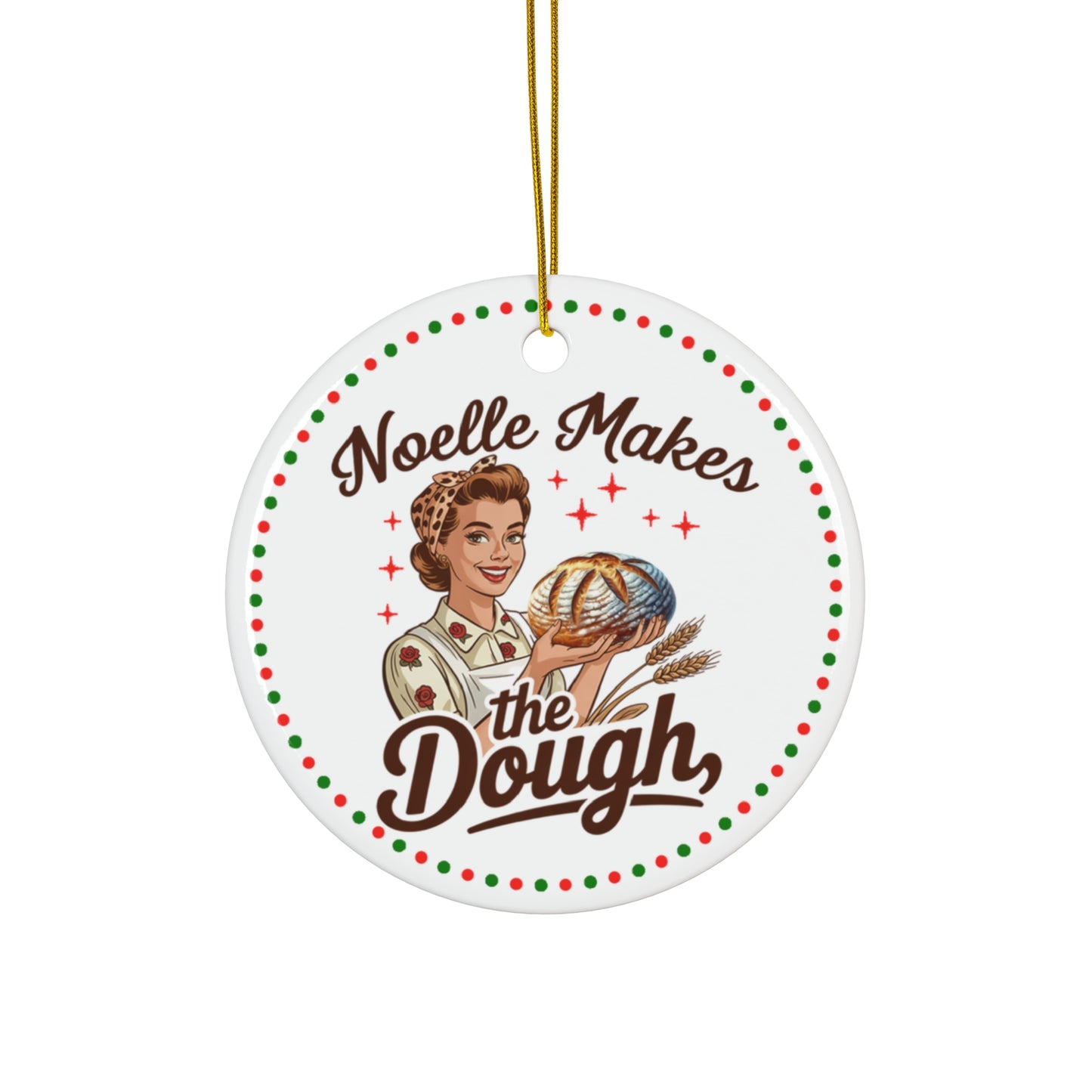 Personalized Retro Sourdough 2025 Ceramic Christmas Ornament - Amazing Faith Designs