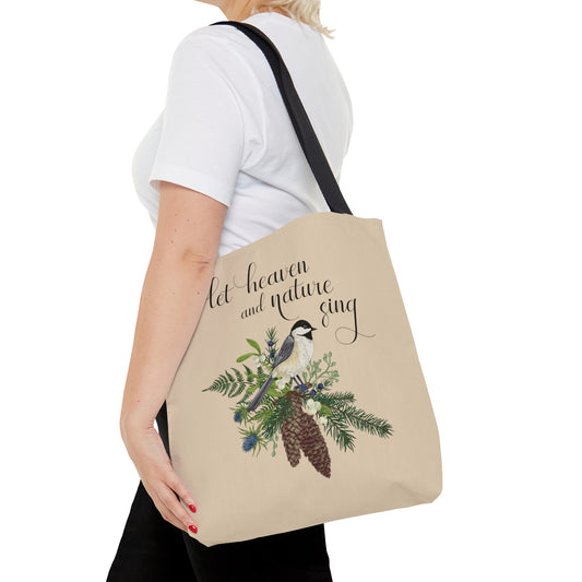 Chickadee Christmas Tote Bag | Christian Tote Bag Printify