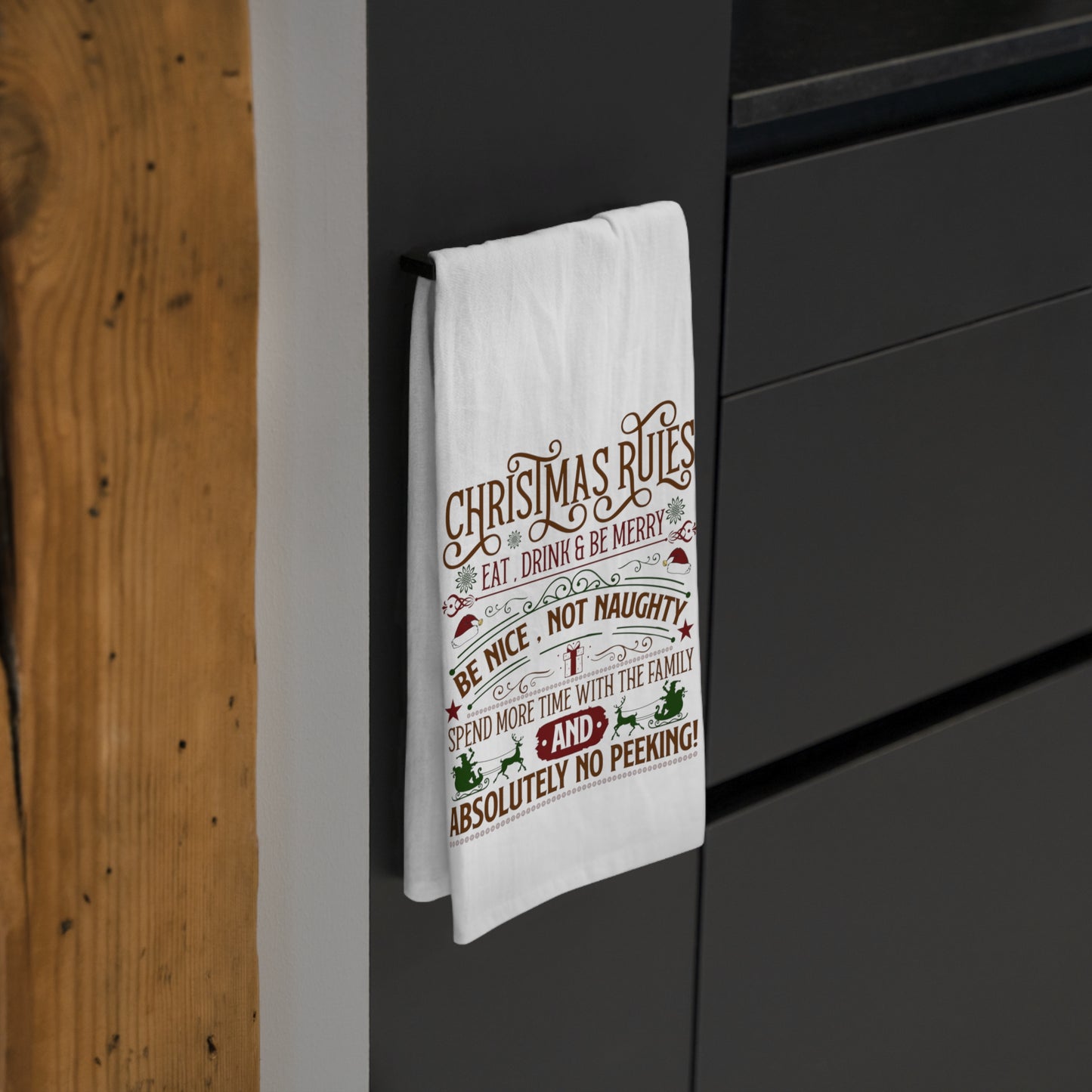 Christmas Rules Kitchen Tea Towel - Amazing Faith Designs