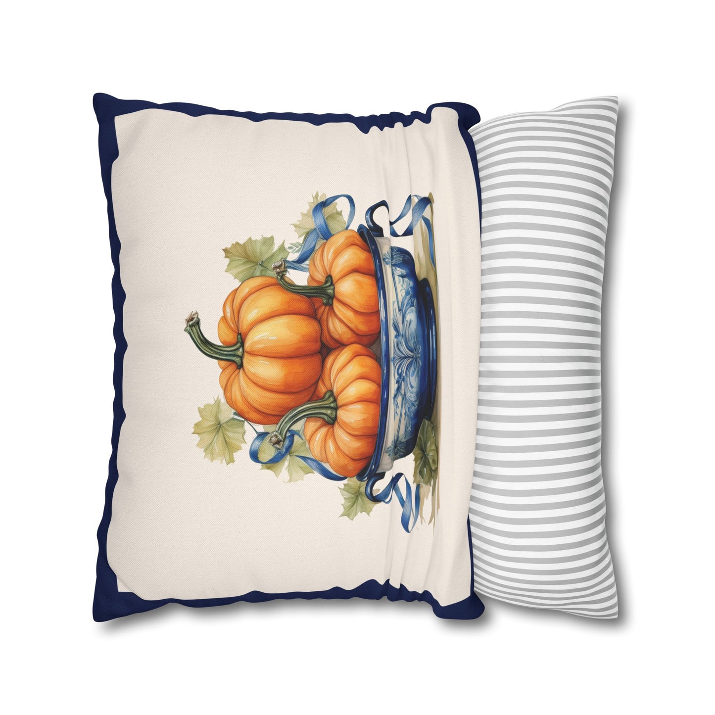Chinoiserie Pumpkin Spun Polyester Square Pillowcase - Amazing Faith Designs