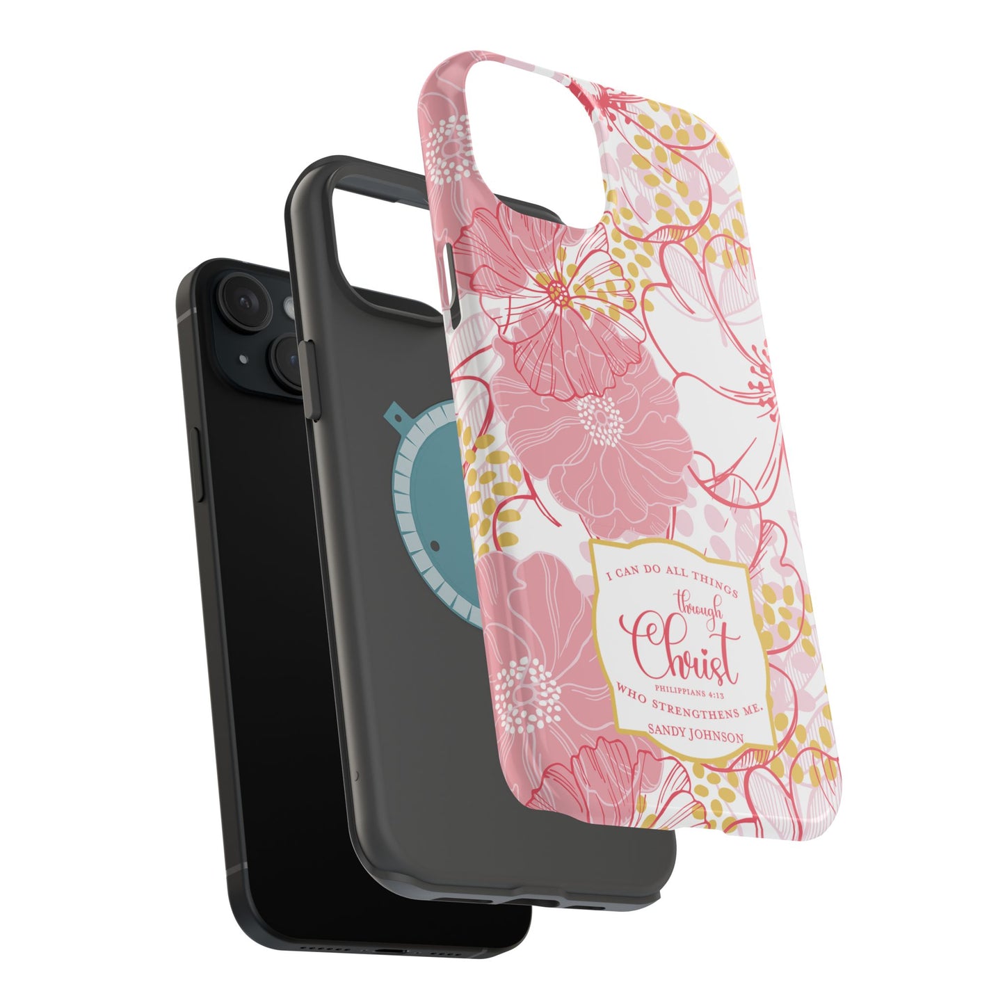 Pink Floral Christian Phone Case | MagSafe Tough Case - Amazing Faith Designs