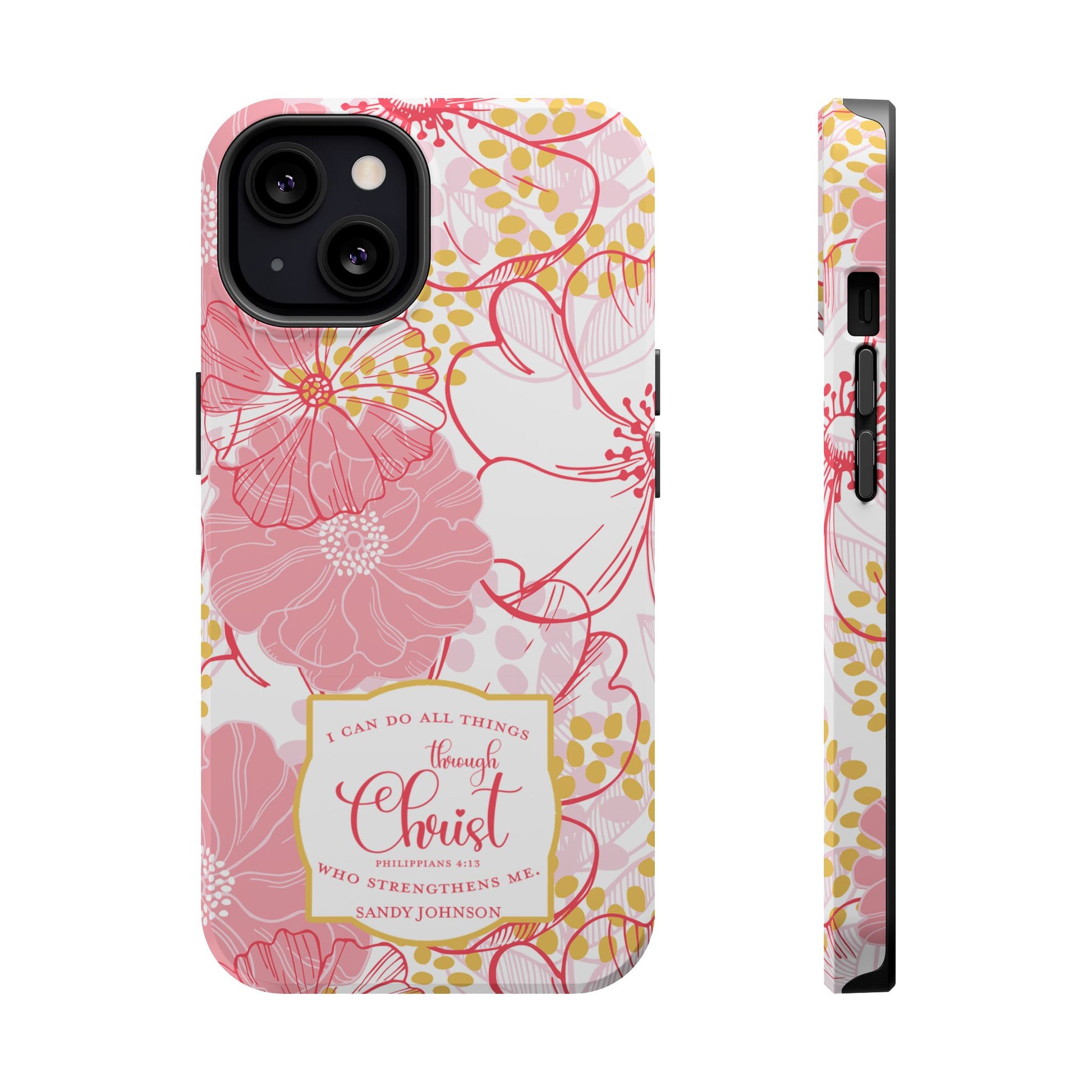 Pink Floral Christian Phone Case | MagSafe Tough Case - Amazing Faith Designs