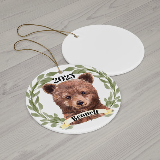 Brown Bear Personalized Ceramic Ornament - Amazing Faith Designs