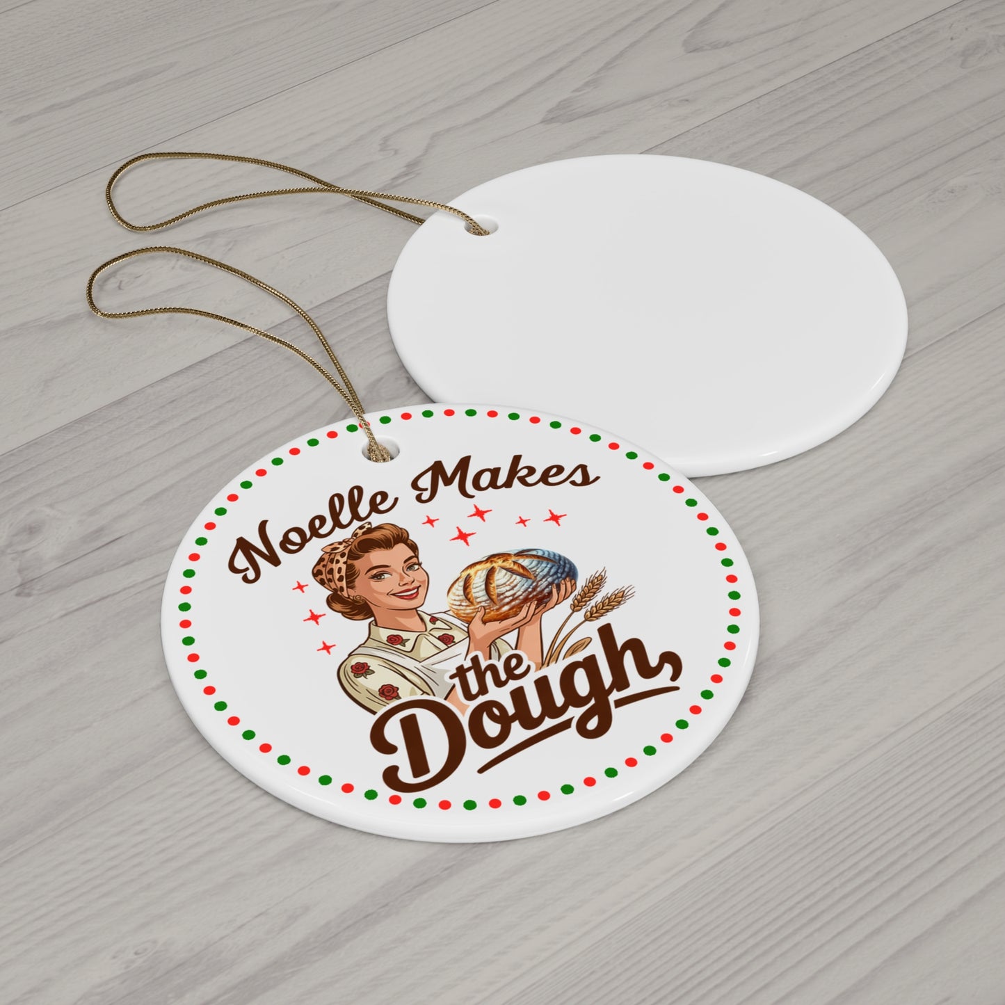 Personalized Retro Sourdough 2025 Ceramic Christmas Ornament - Amazing Faith Designs