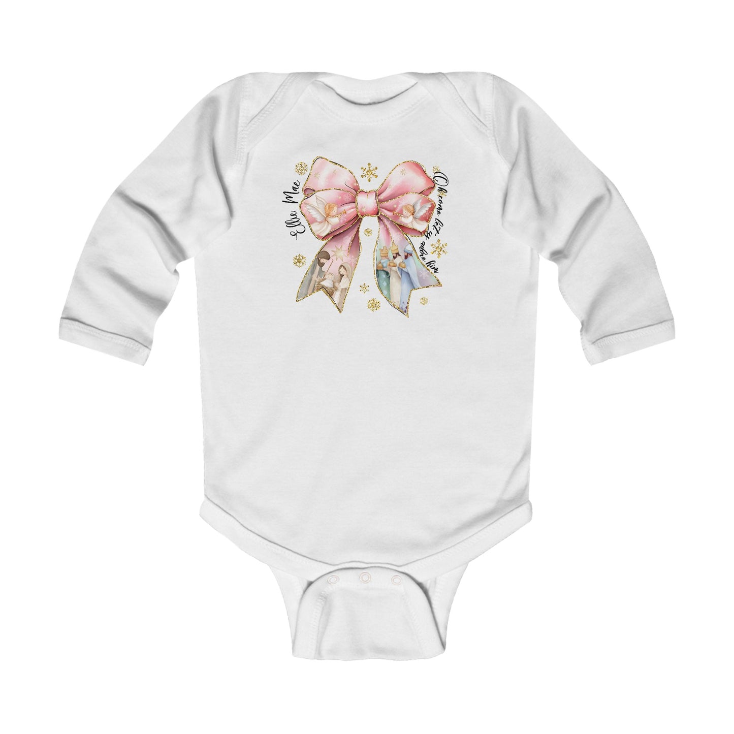 Christmas Nativity Bow Personalized Infant Onesie - Amazing Faith Designs
