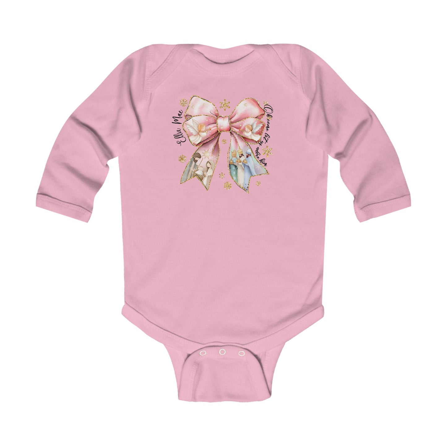 Christmas Nativity Bow Personalized Infant Onesie - Amazing Faith Designs