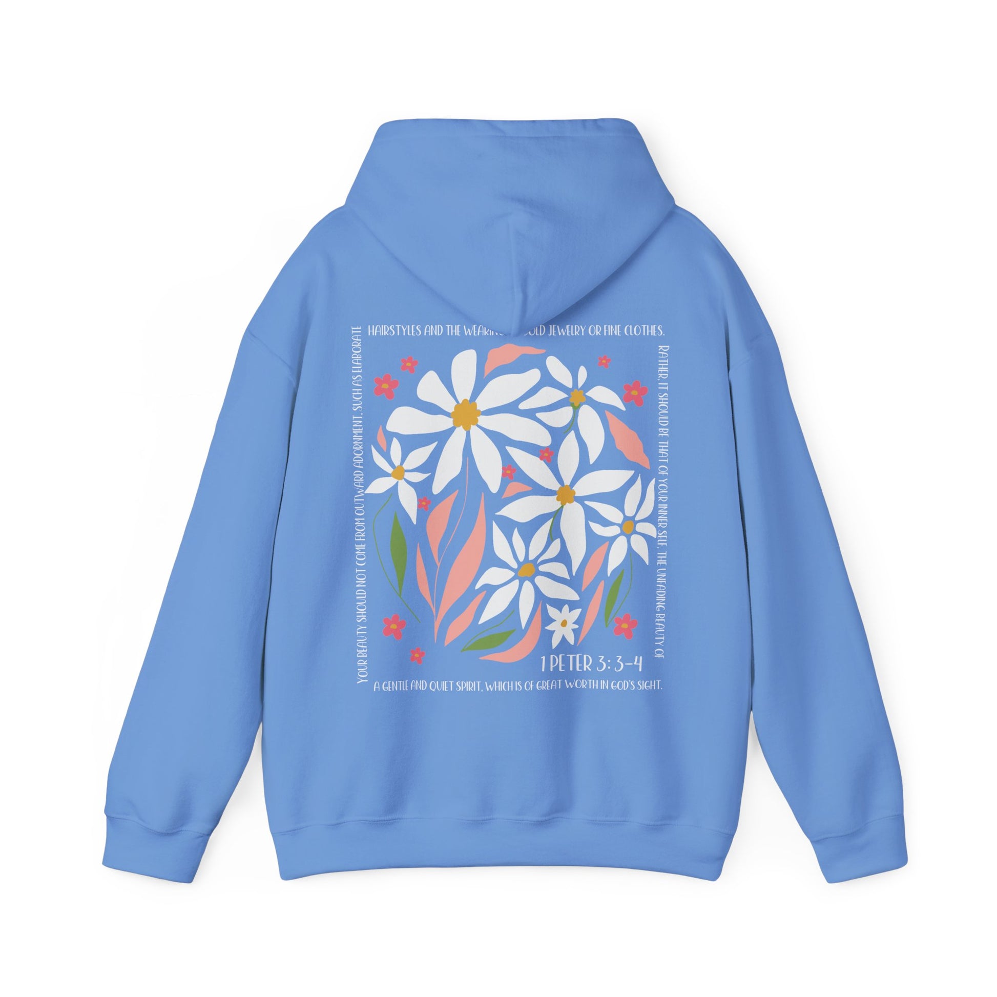 Beautiful in God's Sight Unisex Hooded Sweatshirt - Floral Design with Inspirational Quote - Amazing Faith Designs