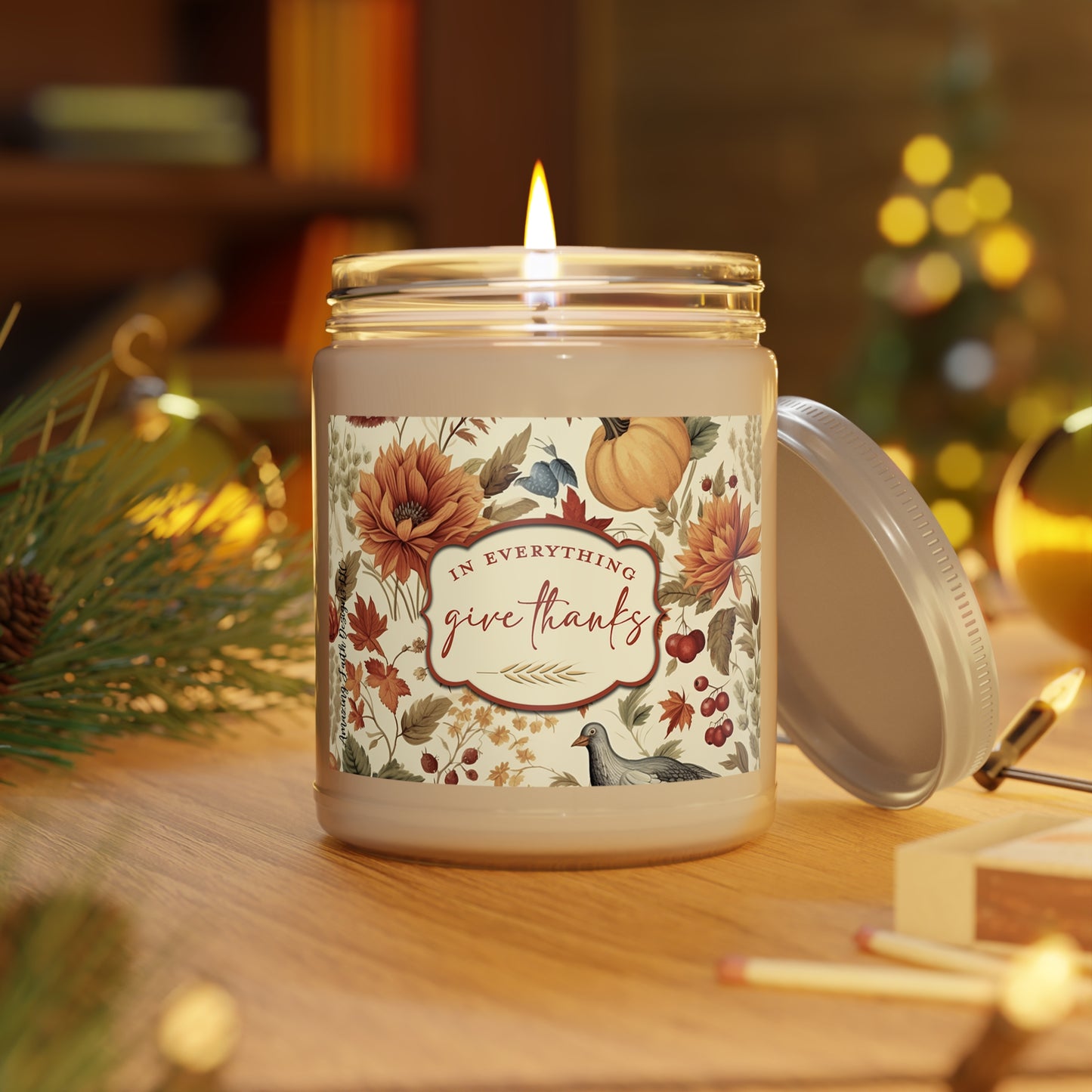 Give Thanks Christian Candle for Women 9 oz. | Thanksgiving Fall Candle - Amazing Faith Designs