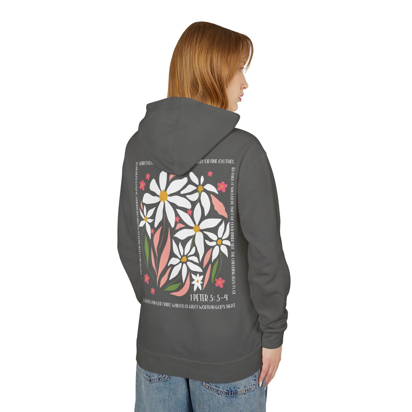 Inspirational Floral Hoodie - Beautiful in God's Sight - Amazing Faith Designs