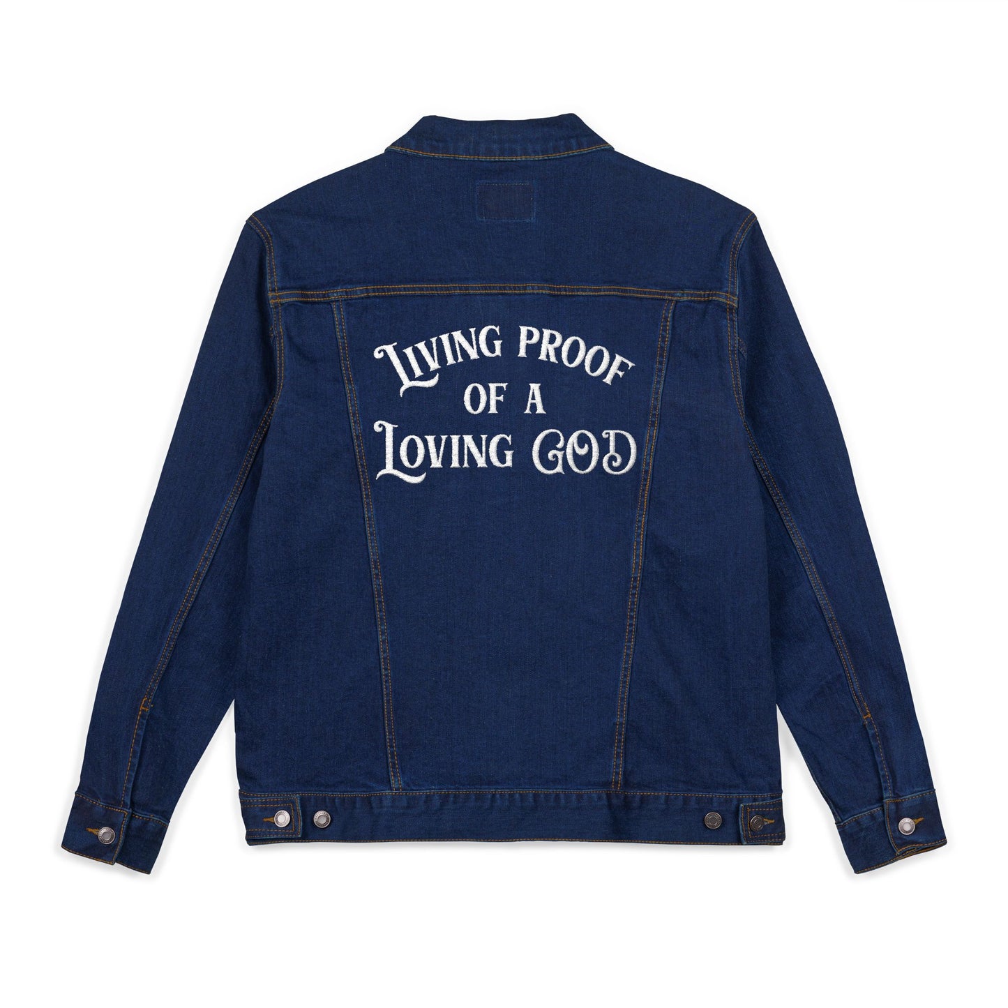 Living Proof Embroidered Unisex Denim Jacket - Amazing Faith Designs