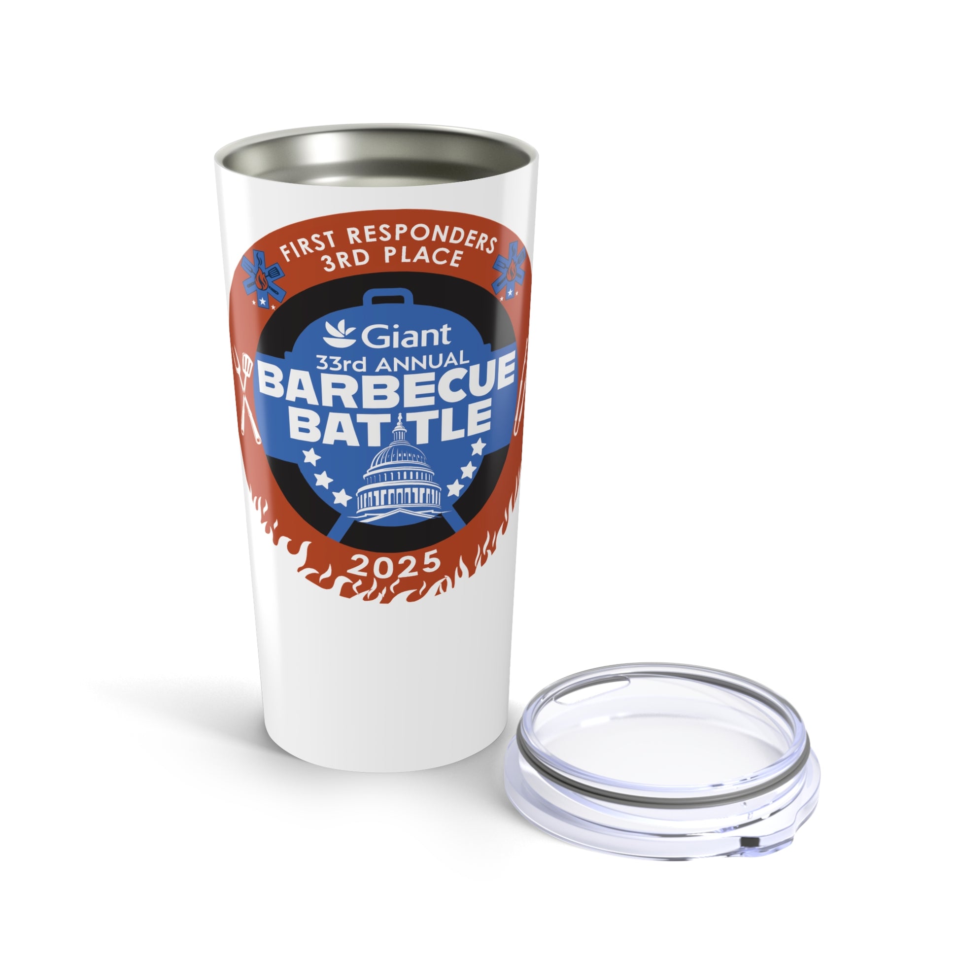 3rd Place First Responders Barbecue Battle Tumbler, 20oz Insulated Travel Mug - Amazing Faith Designs
