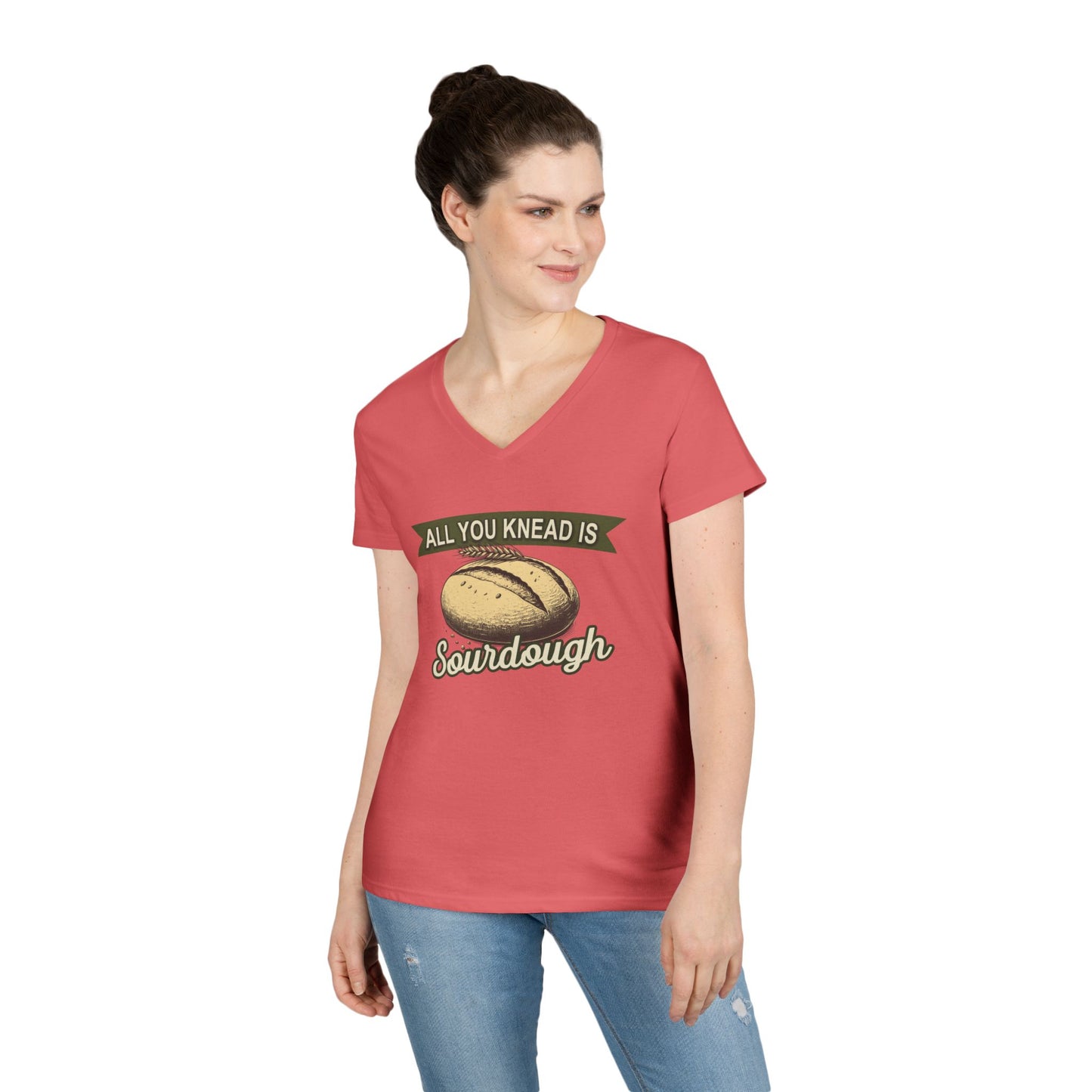 All You Knead is Sourdough Bakery V-Neck Shirt - Logo on Back - Amazing Faith Designs