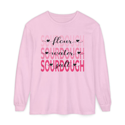 Pink Hearts Sourdough Long Sleeve Tee - Amazing Faith Designs