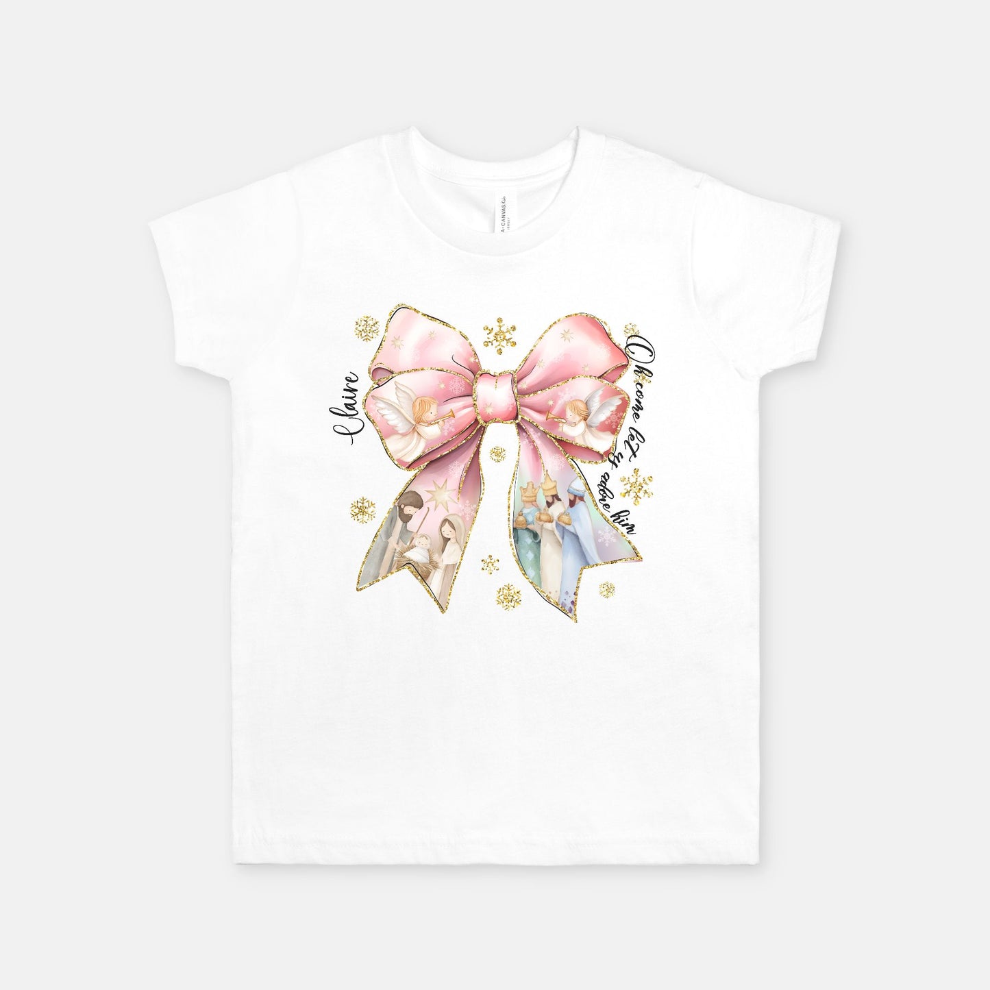 Christmas Nativity Bow Youth Tshirt - Amazing Faith Designs