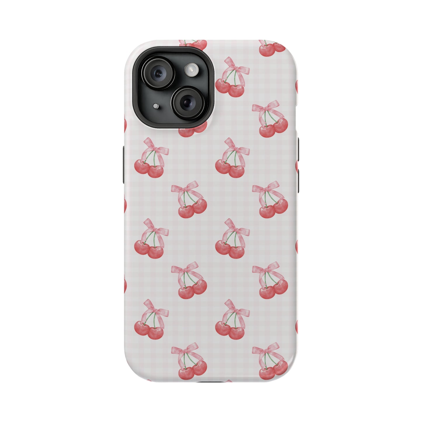 Coquette Magsafe Phone Case | Red Cherry Pink Bows - Amazing Faith Designs