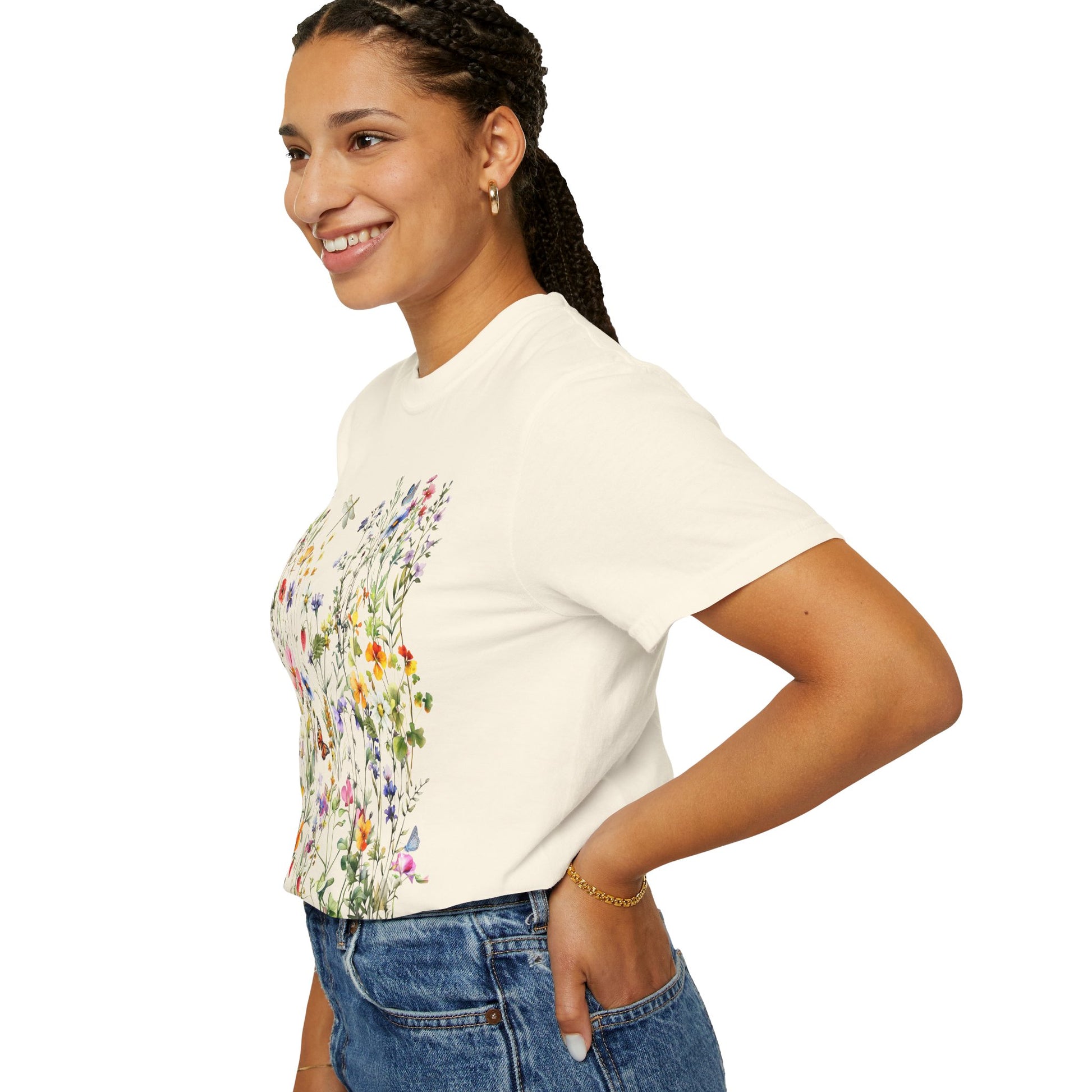 Vintage Wildflowers Garment Dyed Shirt - Amazing Faith Designs