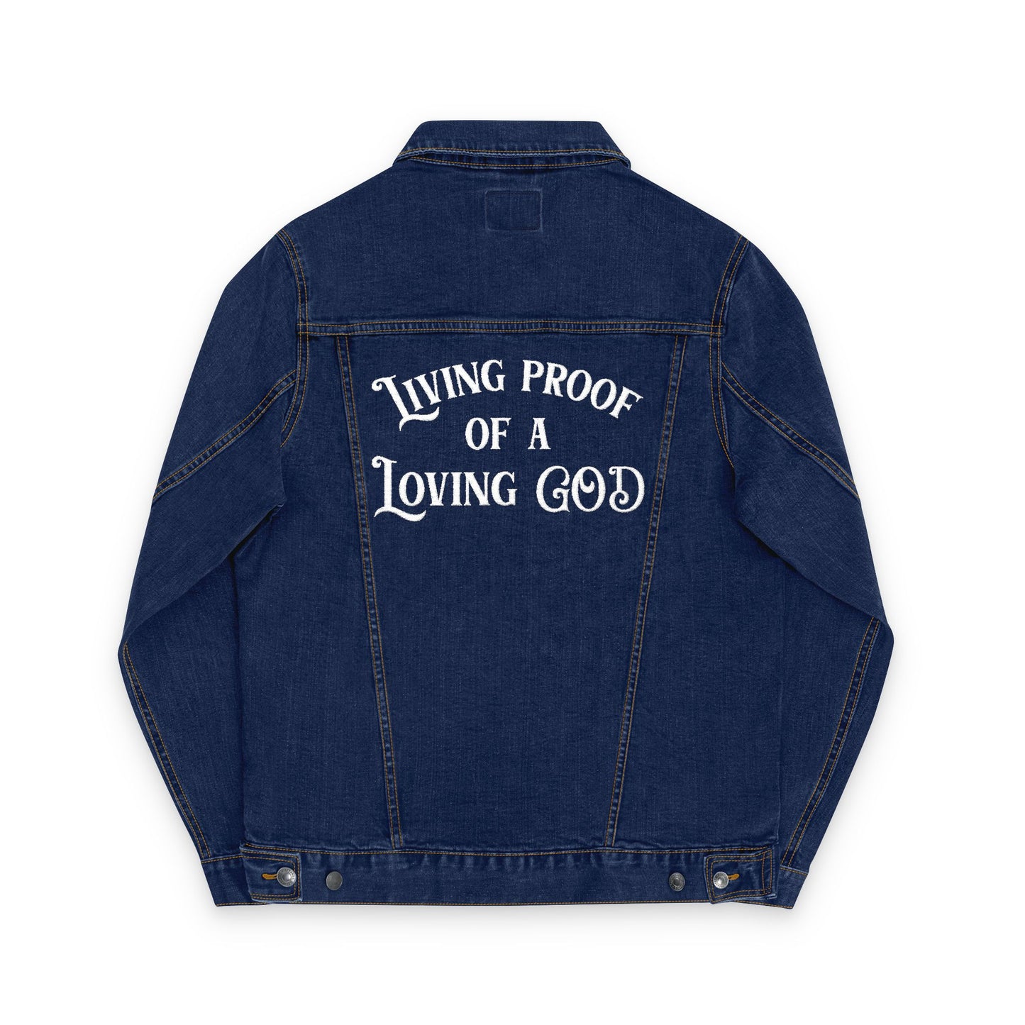 Living Proof Embroidered Unisex Denim Jacket - Amazing Faith Designs