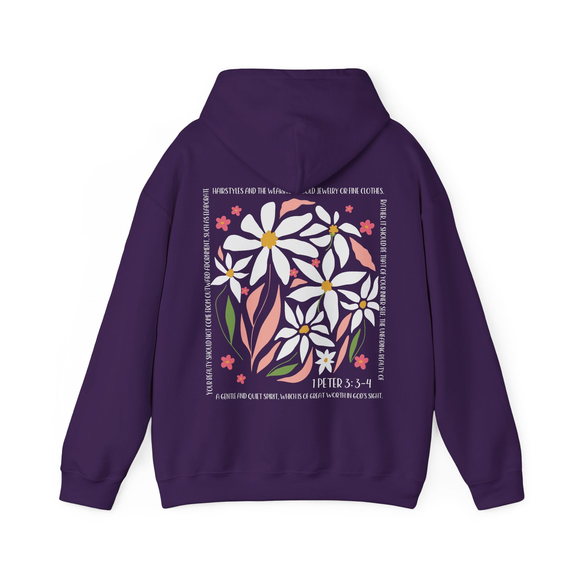 Beautiful in God's Sight Unisex Hooded Sweatshirt - Floral Design with Inspirational Quote - Amazing Faith Designs