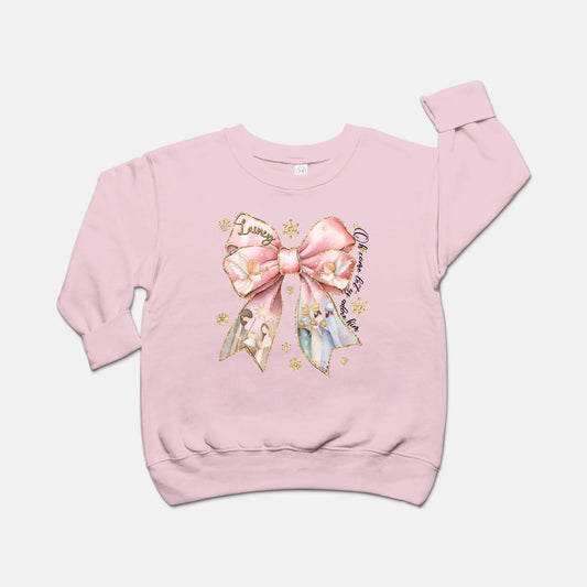 Baby Jesus Christmas Bow Toddler Sweatshirt - Amazing Faith Designs
