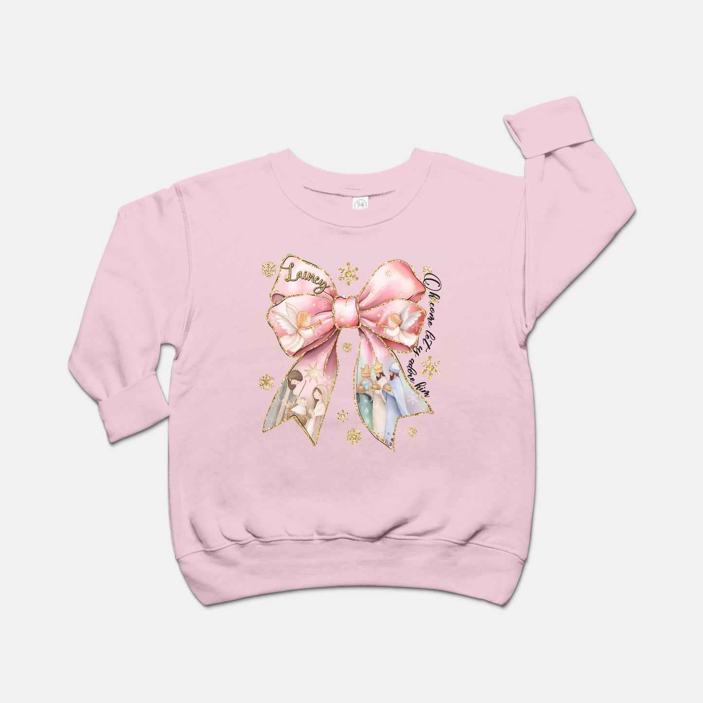 Baby Jesus Christmas Bow Toddler Sweatshirt - Amazing Faith Designs
