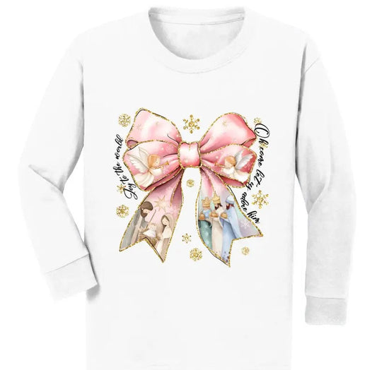 Baby Jesus Bow Youth Heavy Cotton Long Sleeve T-Shirt Awkward Styles