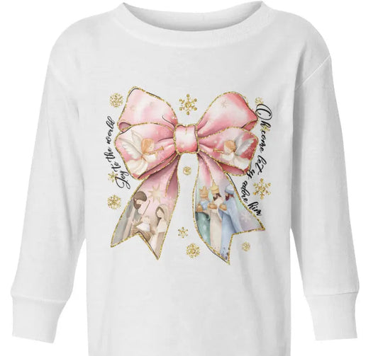 Baby Jesus Christmas Bow Toddler Long Sleeve Jersey Tee Awkward Styles