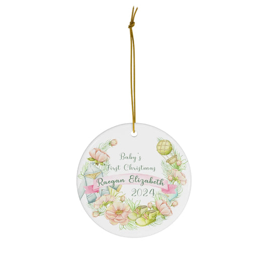 Baby's First Christmas Personalized Ceramic Ornament Printify