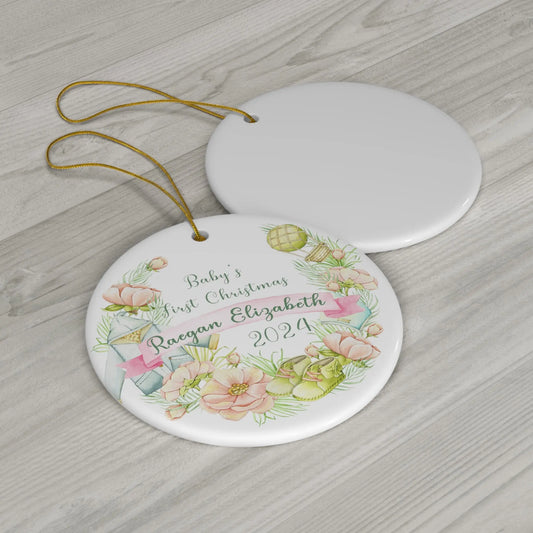 Baby's First Christmas Personalized Ceramic Ornament Printify