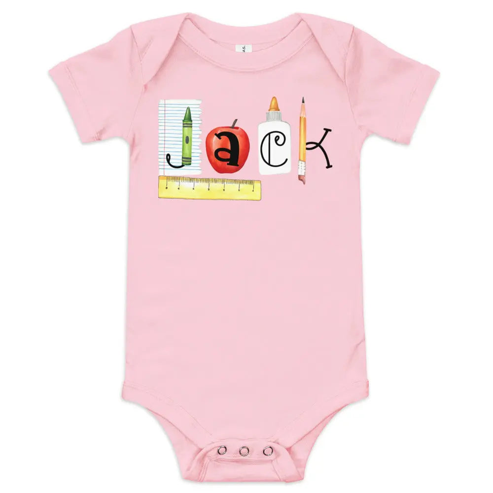 Back to School Name Baby short sleeve Onesie Amazing Faith Designs