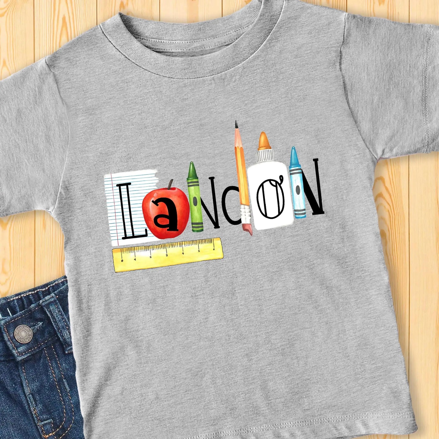 Back to School Name Toddler t-shirt - grey Amazing Faith Designs