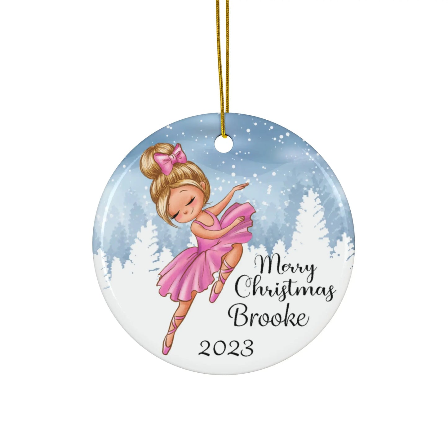 Ballerina Girls Ceramic Christmas Ornament Printify