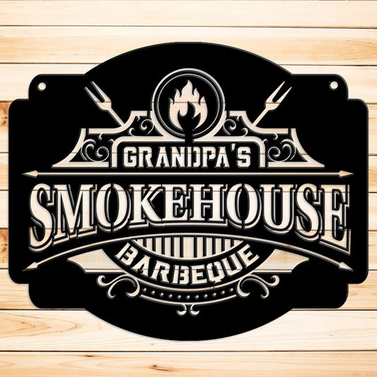 Barbeque Smokehouse Metal Sign - Personalized, Father's Day Sign teelaunch