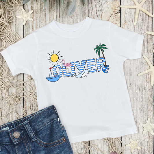Beach Personalized Name Toddler T-shirt Printify