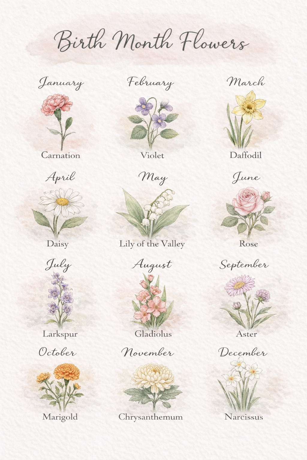 Personalized Birth Month Bouquet Magnet for Mom or Grandma - Amazing Faith Designs