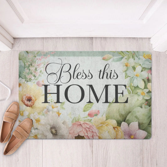 Bless this Home Spring Bouquet Doormat teelaunch