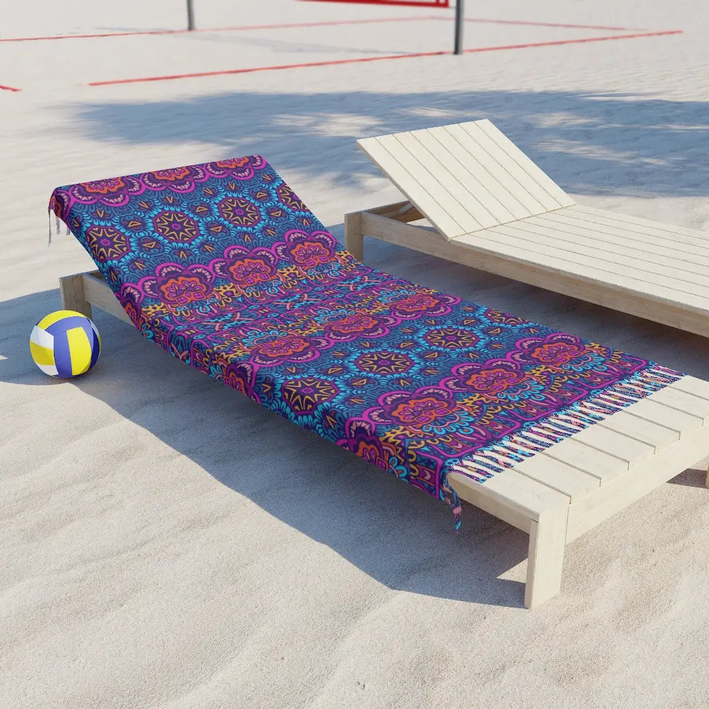 Boho Beach Cloth, Pool Chair Cloth, Beach Cloth with Tassels, Bohemian Beach Cloth, Summer Beach Cloth Printify