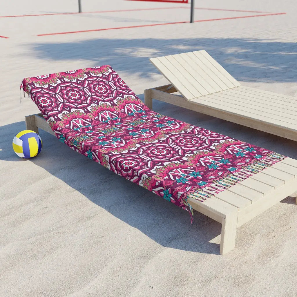 Boho Beach Cloth, Pool Chair Cloth, Beach Cloth with Tassels, Bohemian Beach Cloth, Summer Beach Cloth Printify