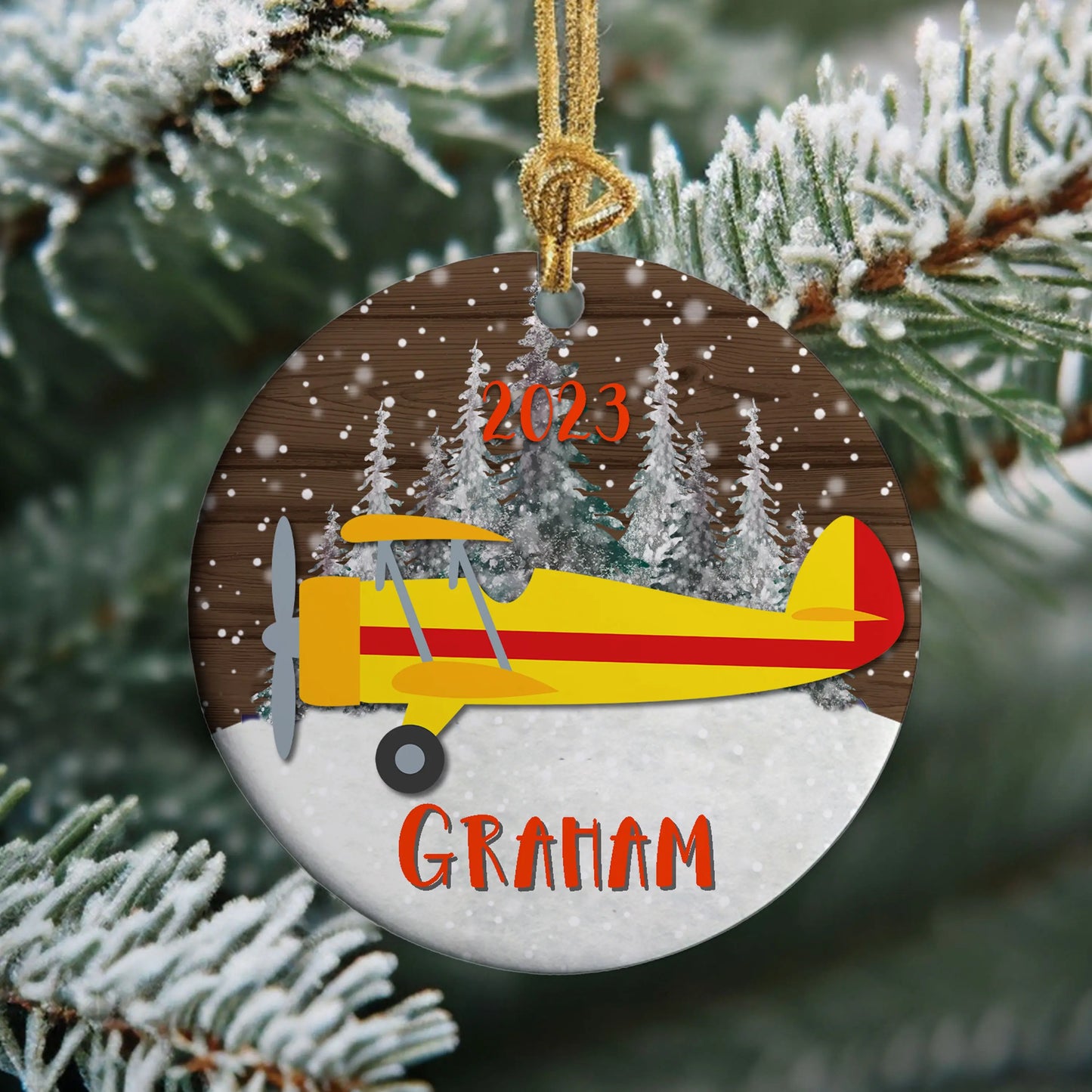 Carter Airplane Personalized Ceramic Ornament Printify