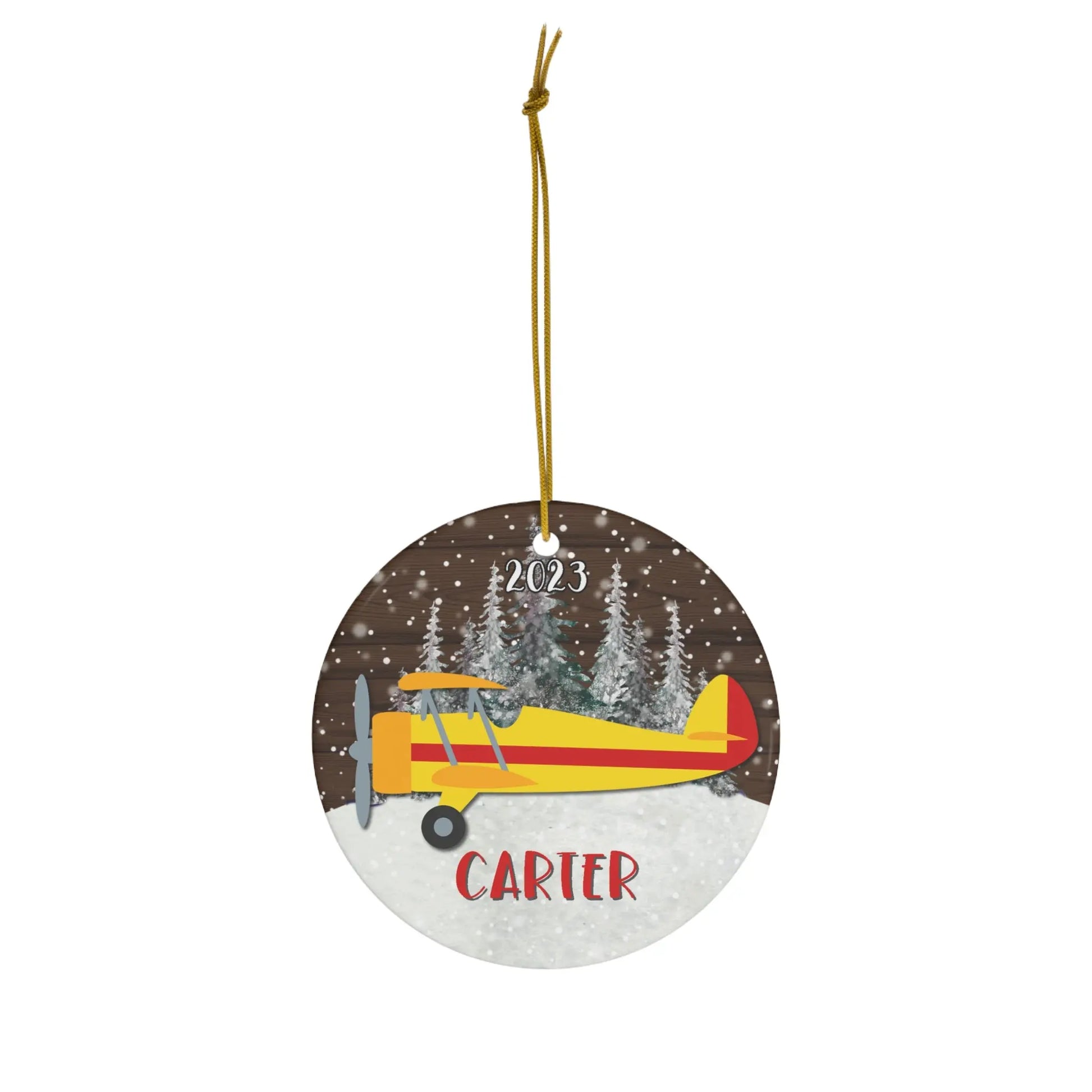 Carter Airplane Personalized Ceramic Ornament Printify