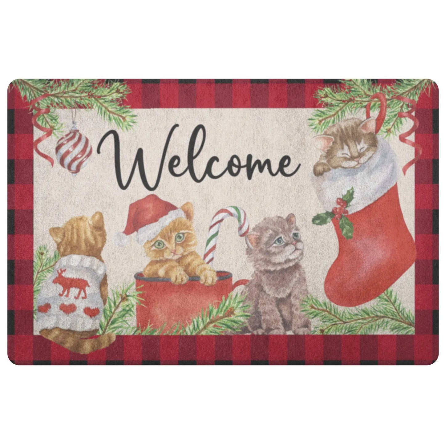 Cats Christmas Door Mat teelaunch