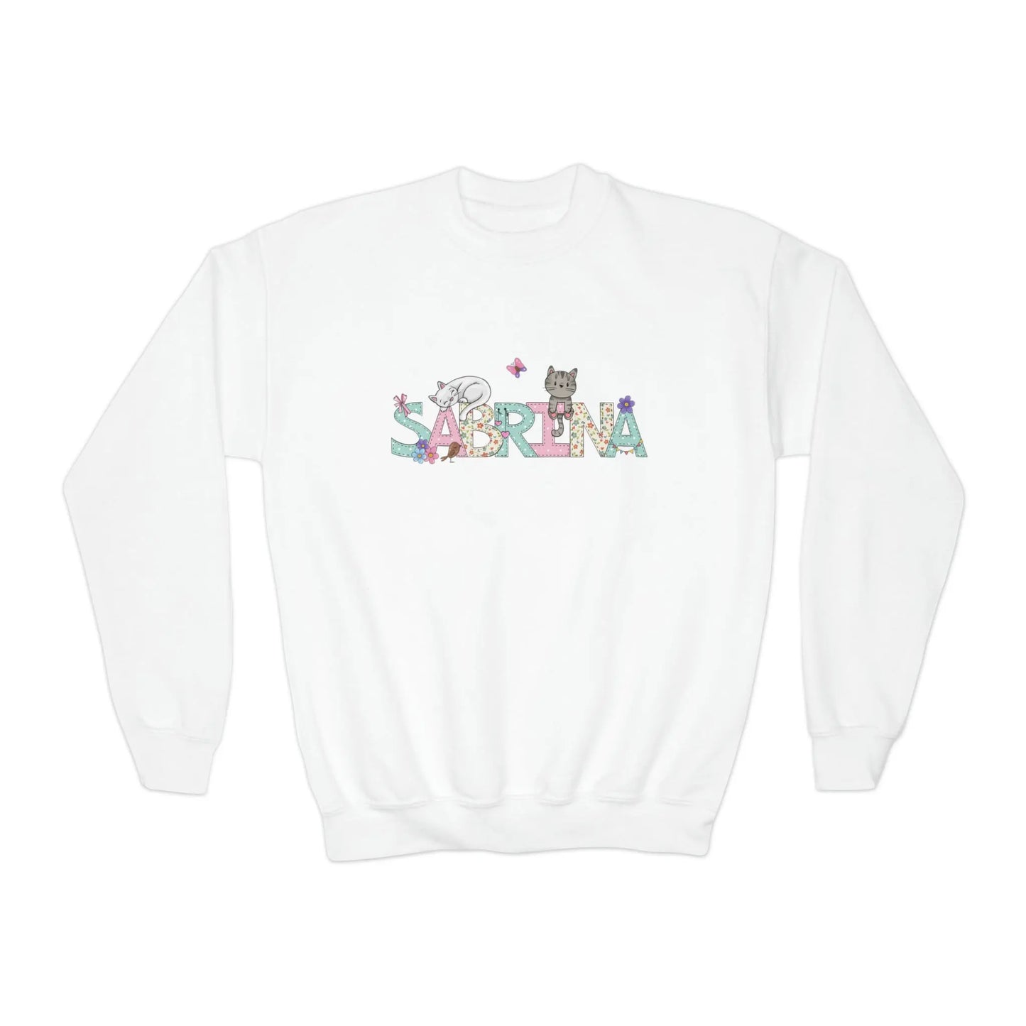 Cats Personalized Youth Crewneck Sweatshirt Printify