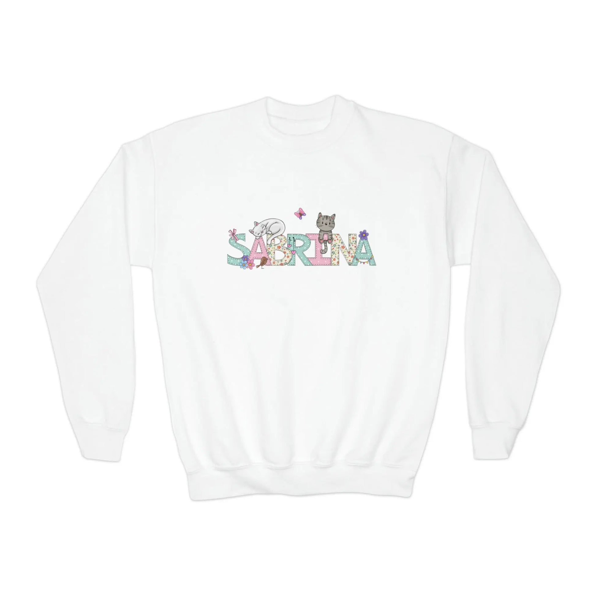 Cats Personalized Youth Crewneck Sweatshirt Printify