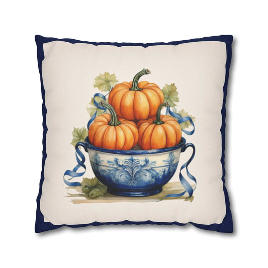 Chinoiserie pumpkin Spun Polyester Square Pillowcase Printify