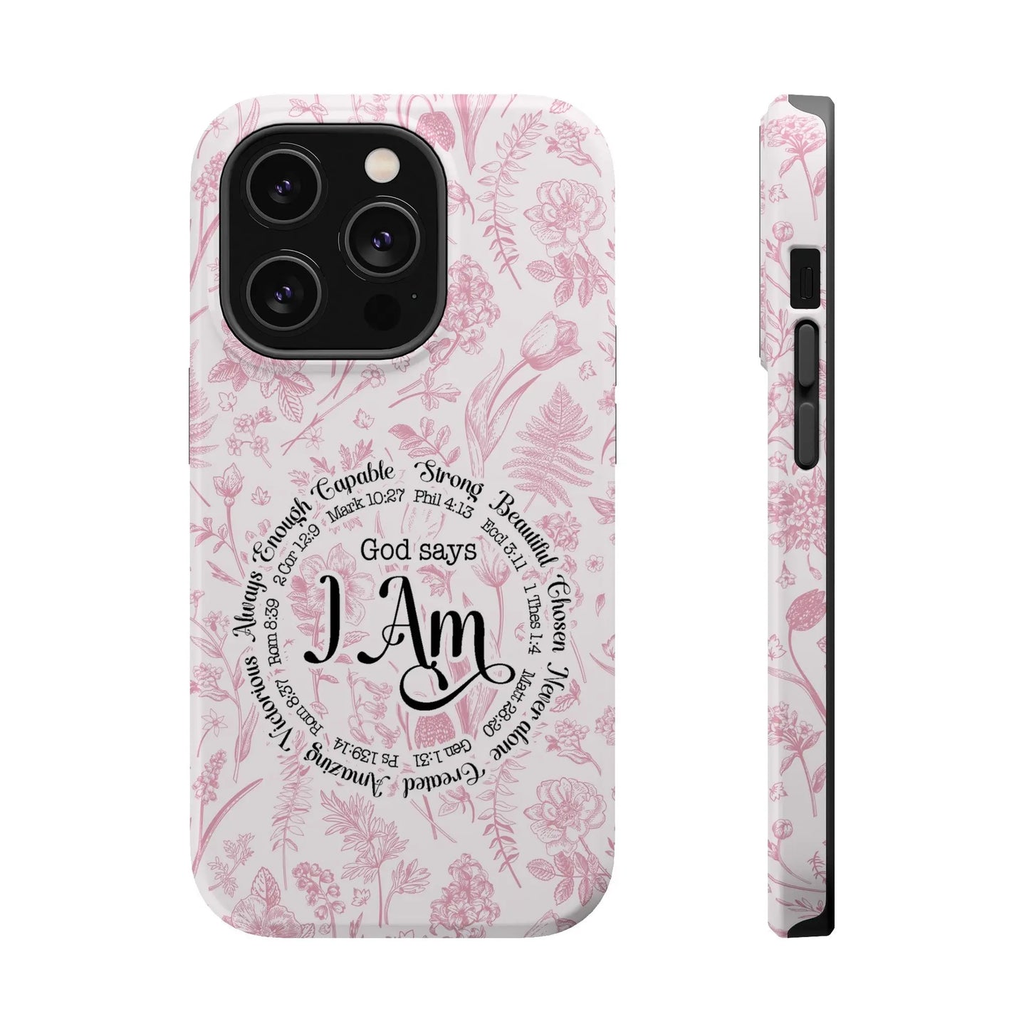 Christian Affirmations Floral Phone Case | MagSafe Tough Cases Printify