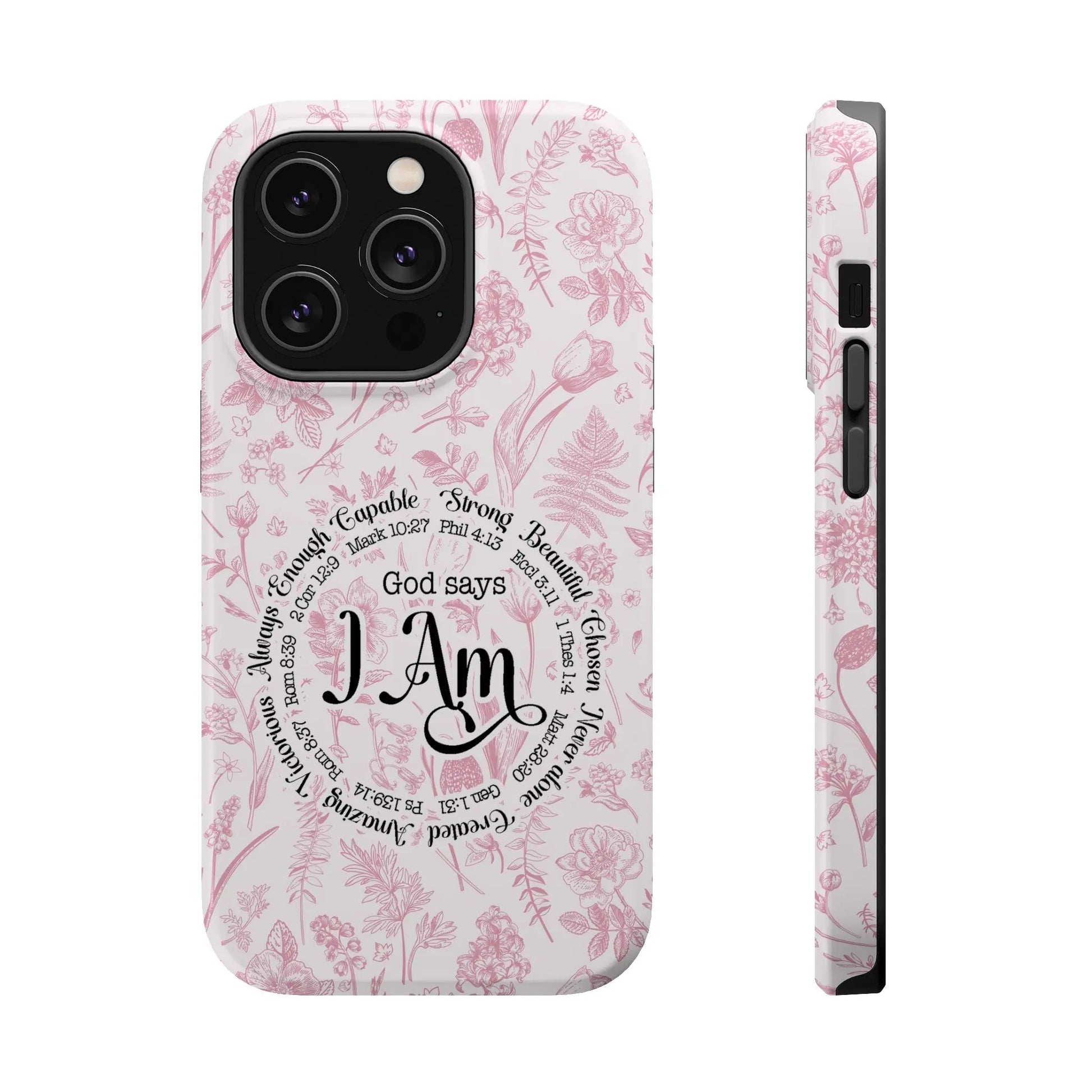 Christian Affirmations Floral Phone Case | MagSafe Tough Cases Printify