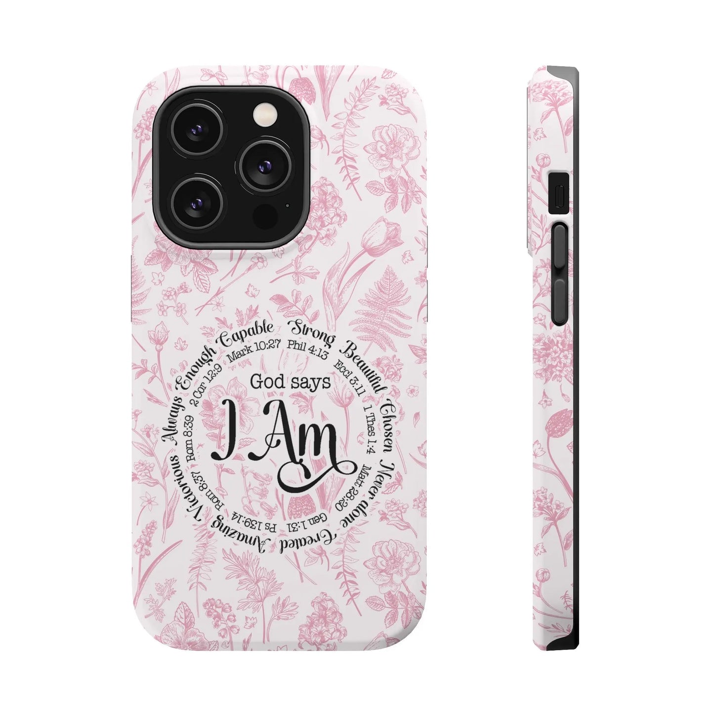 Christian Affirmations Floral Phone Case | MagSafe Tough Cases Printify