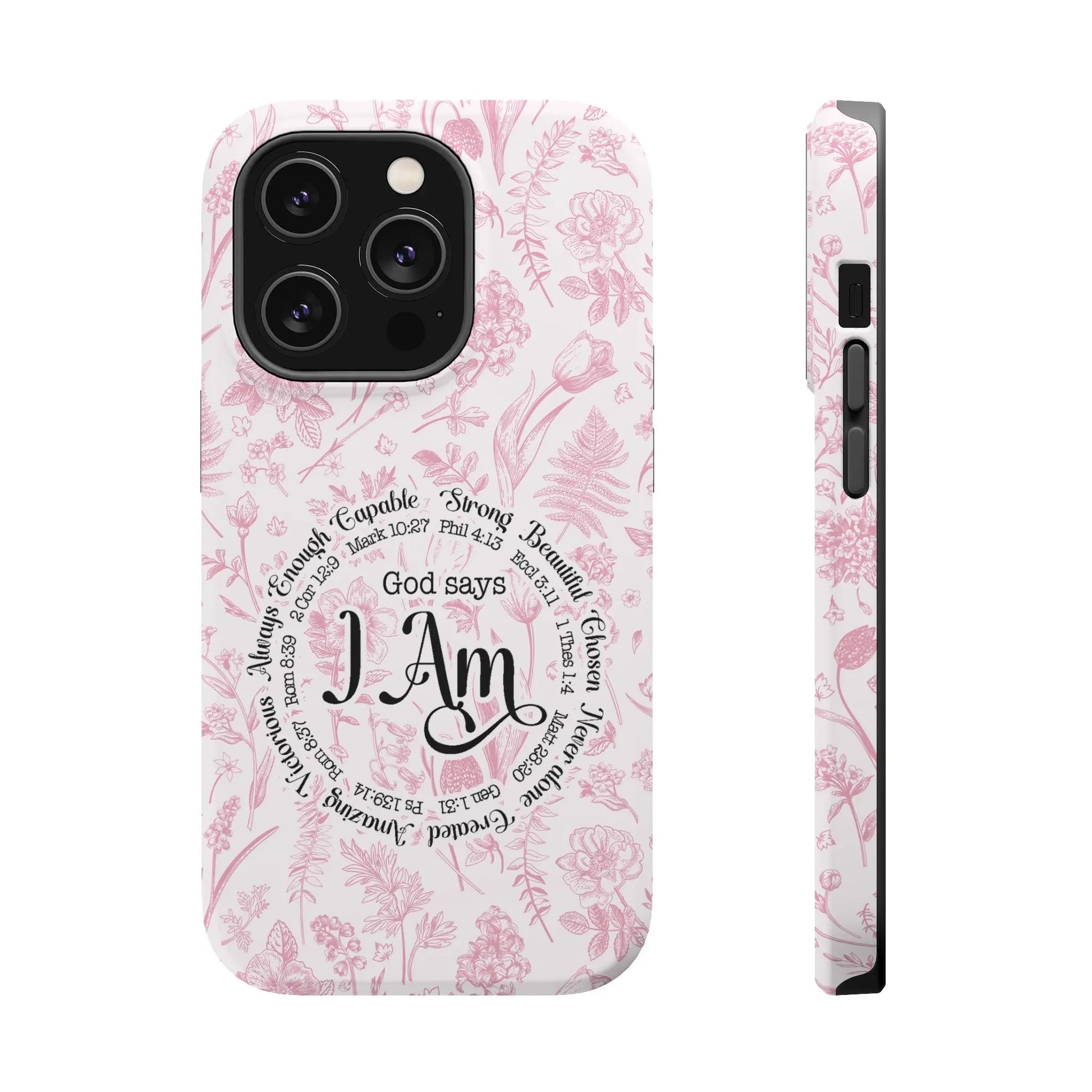 Christian Affirmations Floral Phone Case | MagSafe Tough Cases Printify