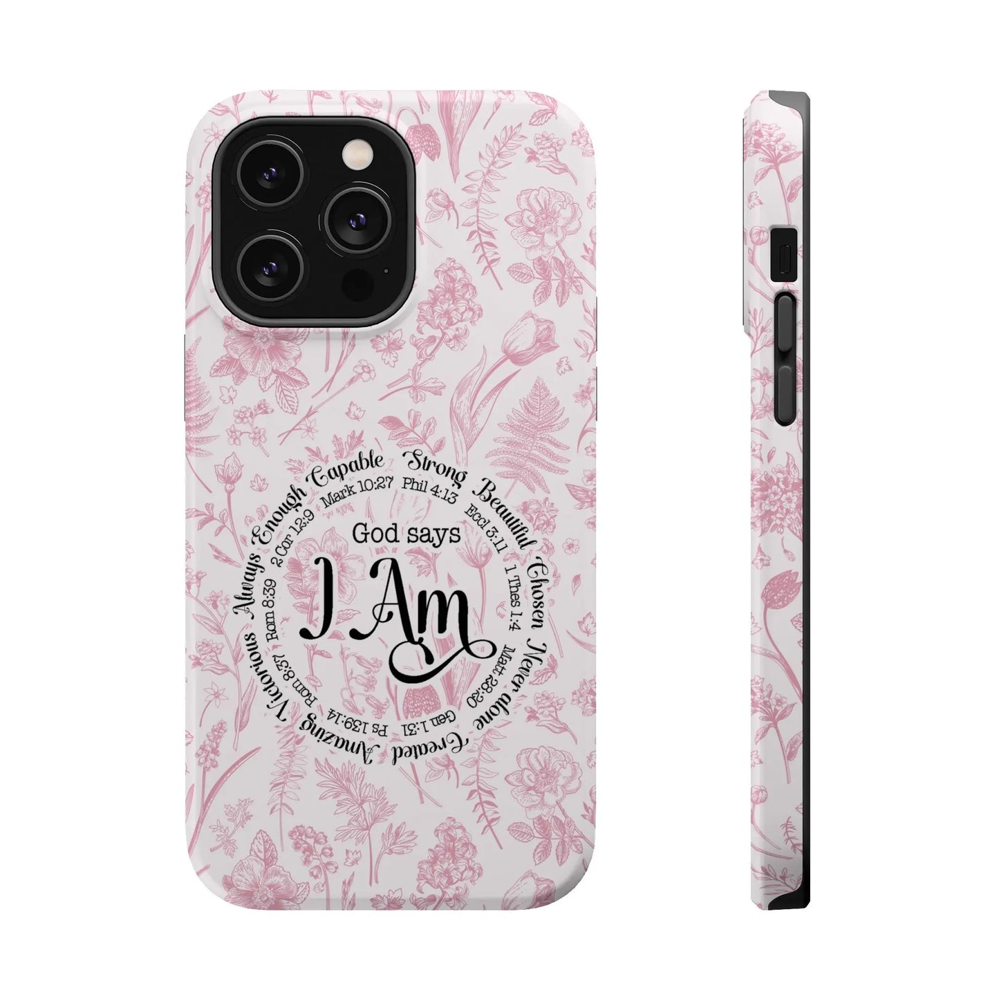 Christian Affirmations Floral Phone Case | MagSafe Tough Cases Printify