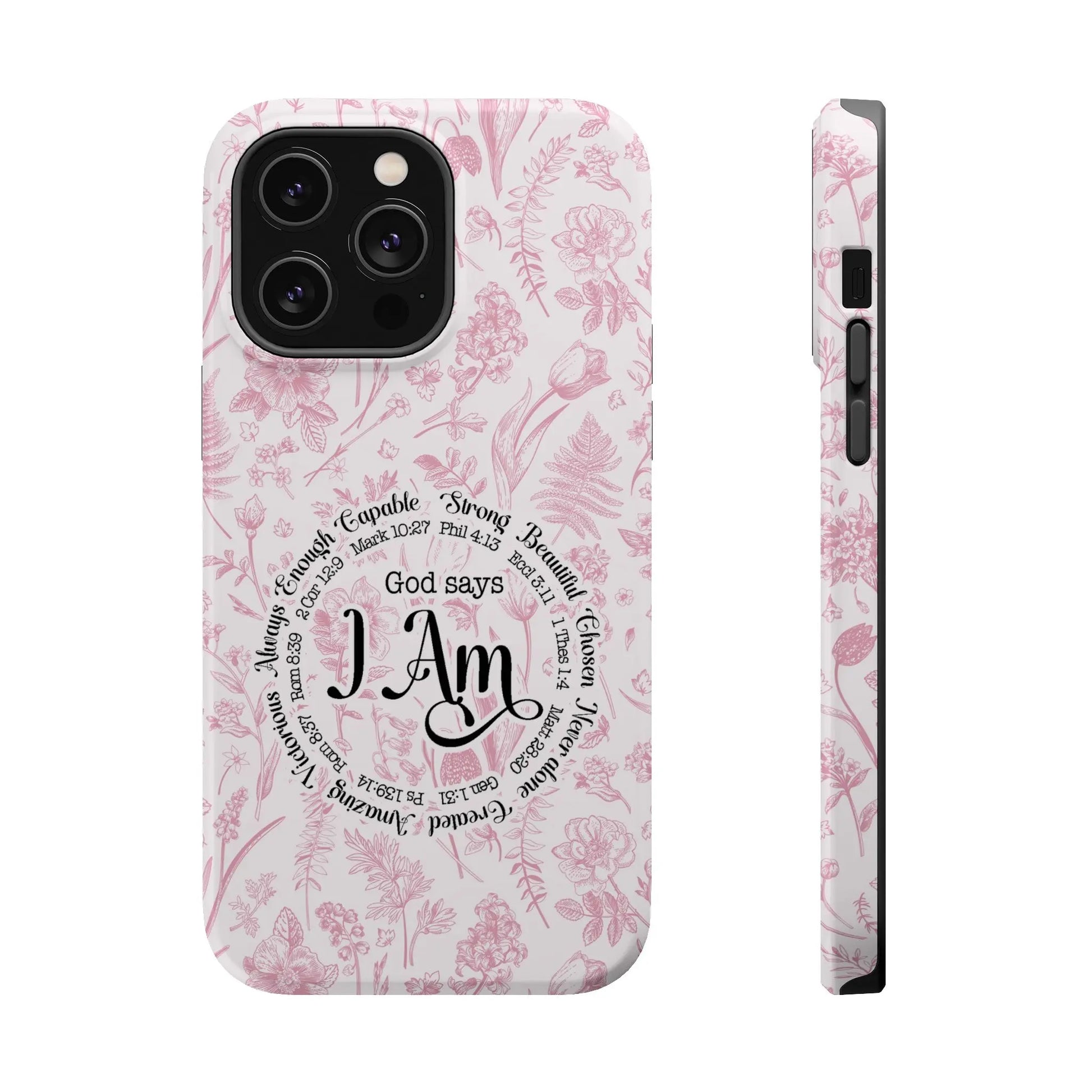 Christian Affirmations Floral Phone Case | MagSafe Tough Cases Printify